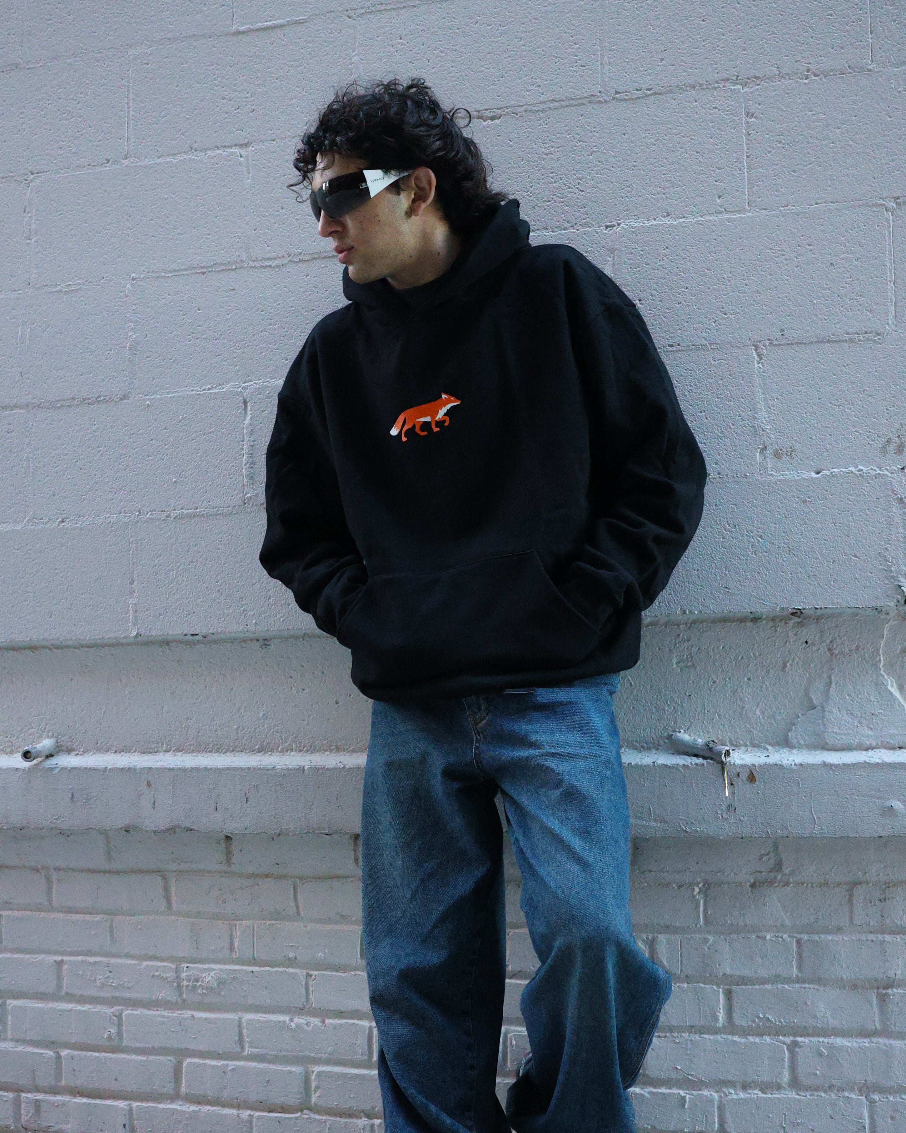 Fox + Logo Black Hoodie