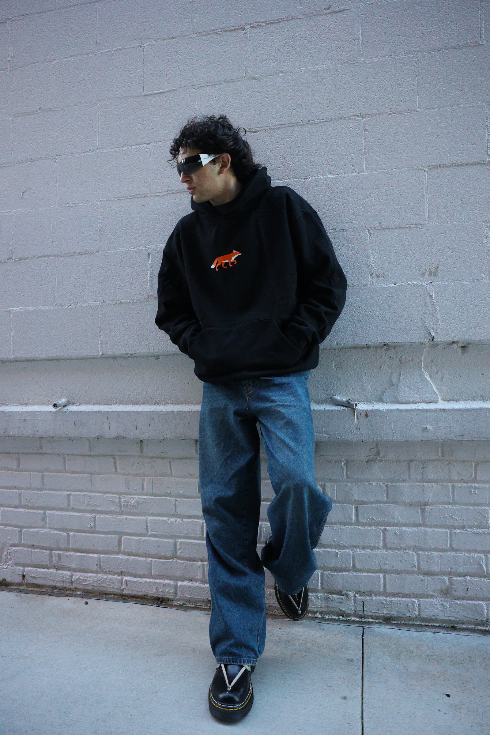 Fox + Logo Black Hoodie