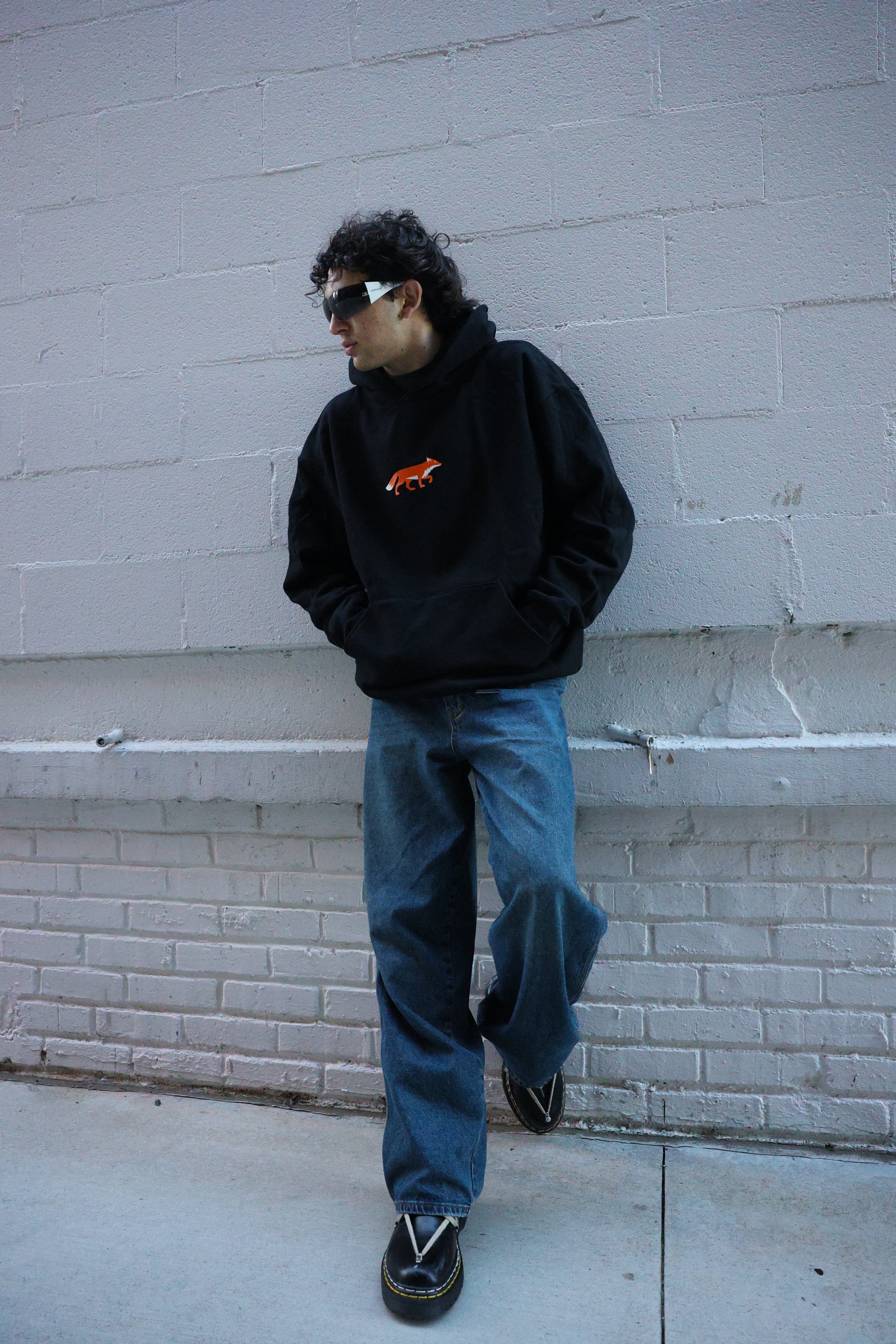 Fox + Logo Black Hoodie