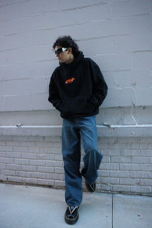 Fox + Logo Black Hoodie