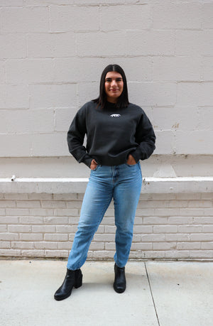 Women's Faded Black Vertical Crew