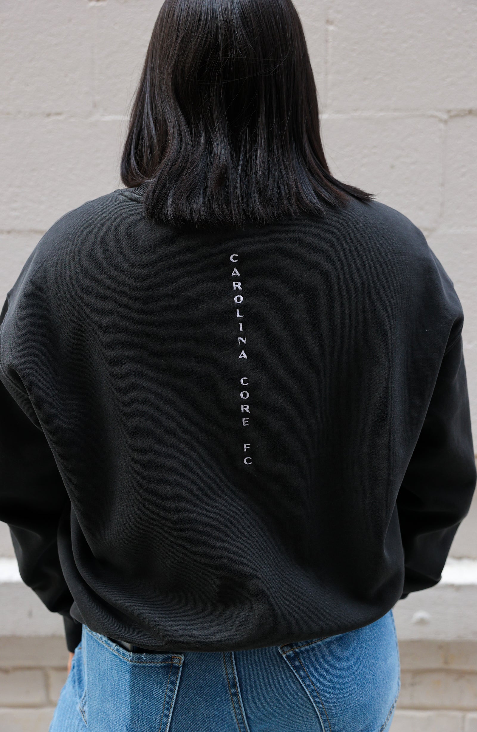 Women's Faded Black Vertical Crew