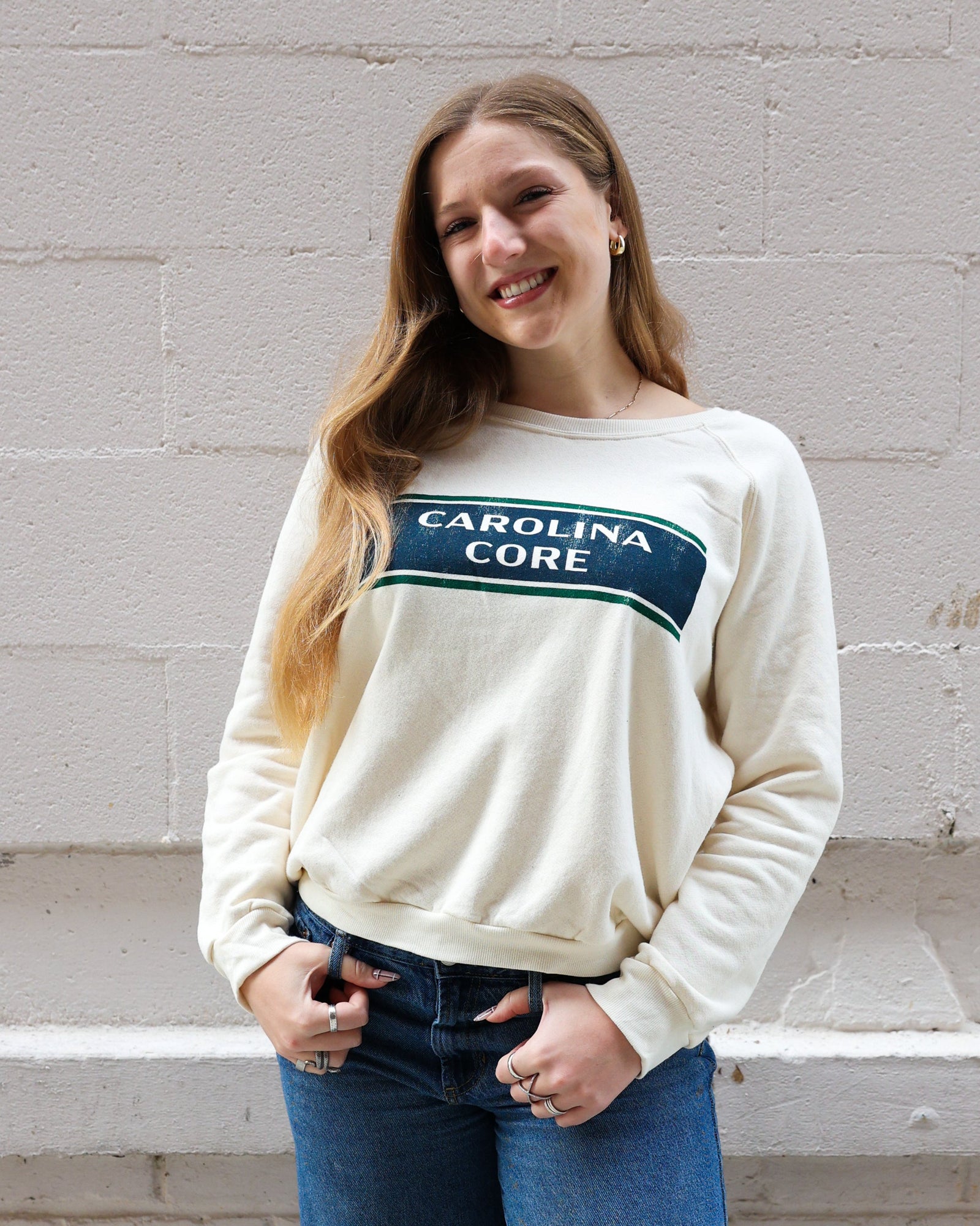 Vintage White Favorite French Terry Crew
