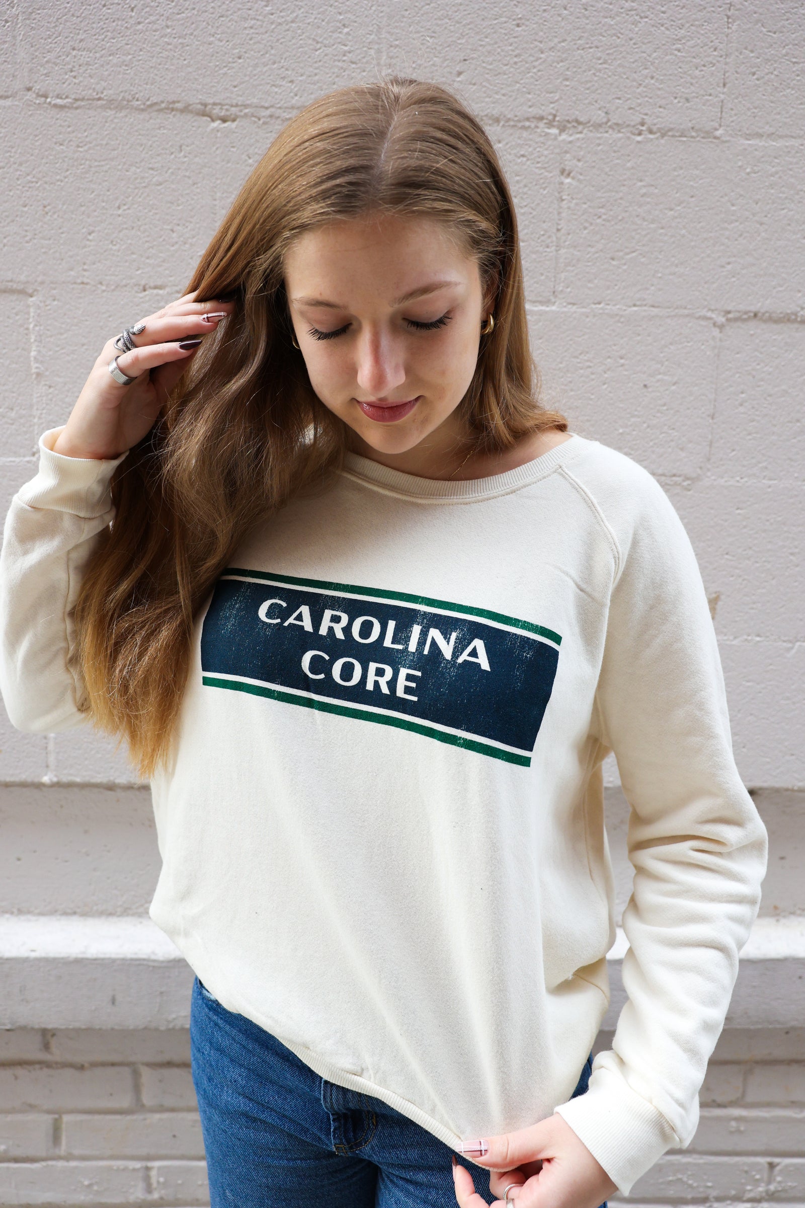 Vintage White Favorite French Terry Crew