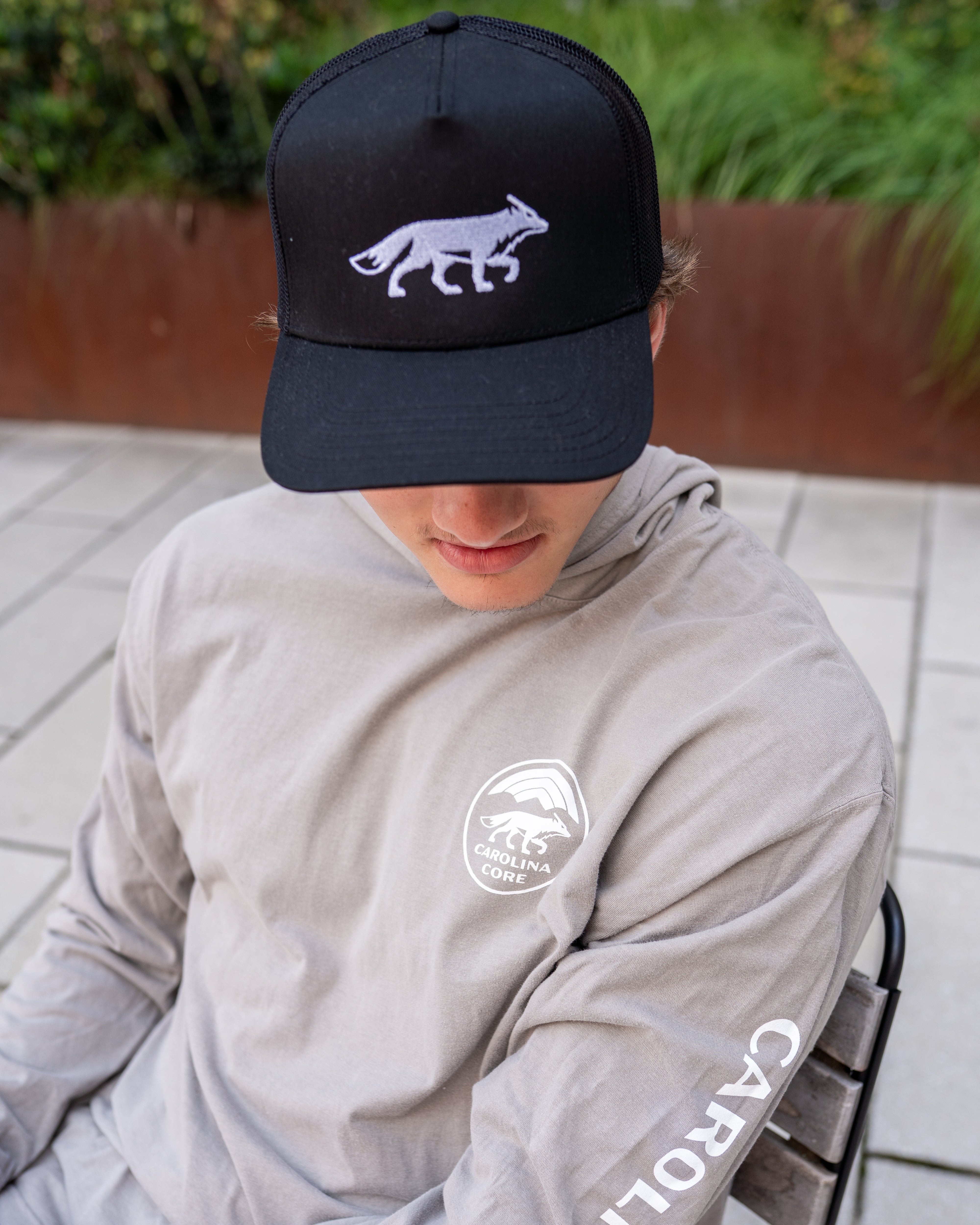 Black Trucker with White Fox