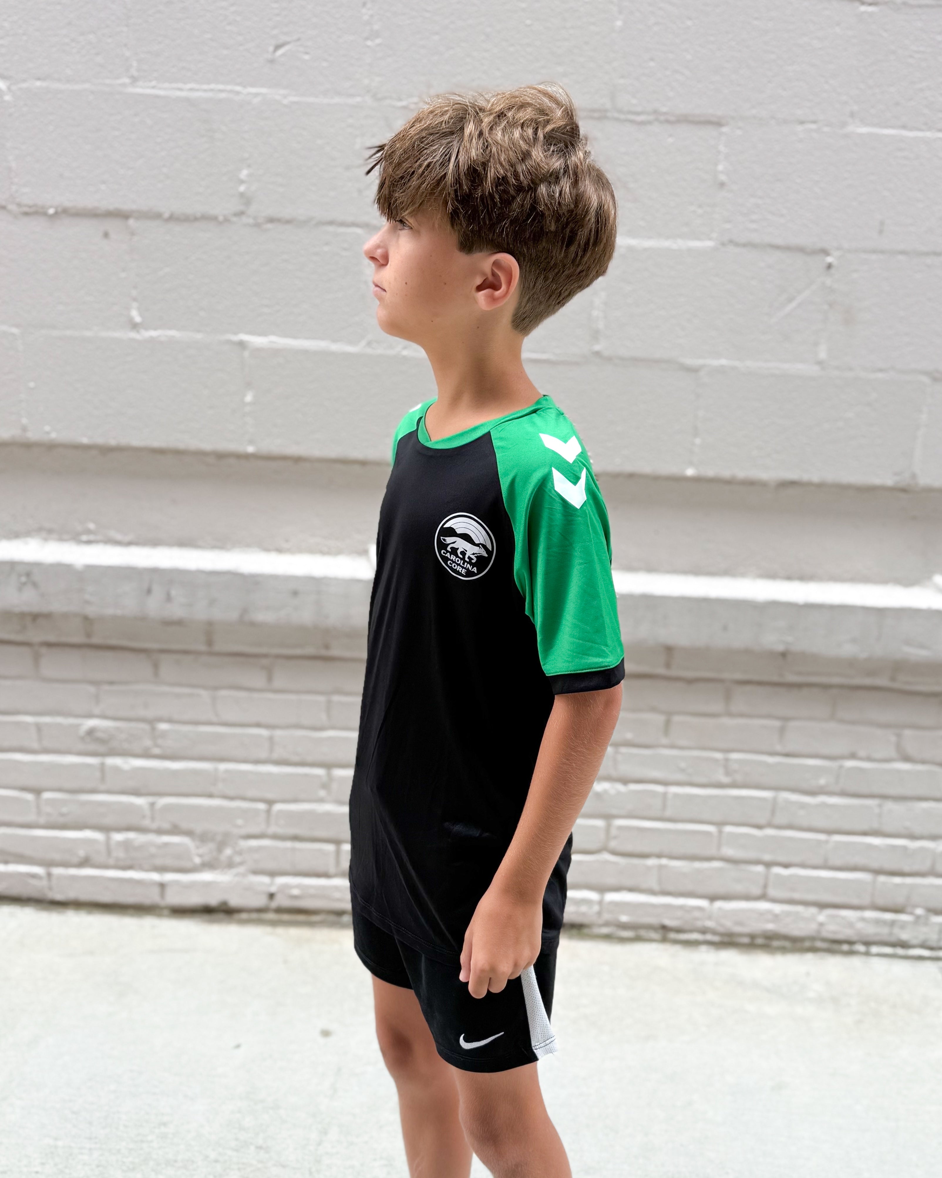 hummel Youth Black and Green Training Jersey