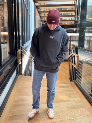 Embroidered Fox Hoodie Faded Black